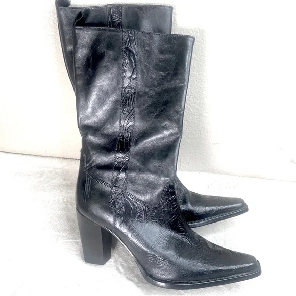 Antonio Melani Tooled Cowgirl Mid Boots - Picture 13 of 15